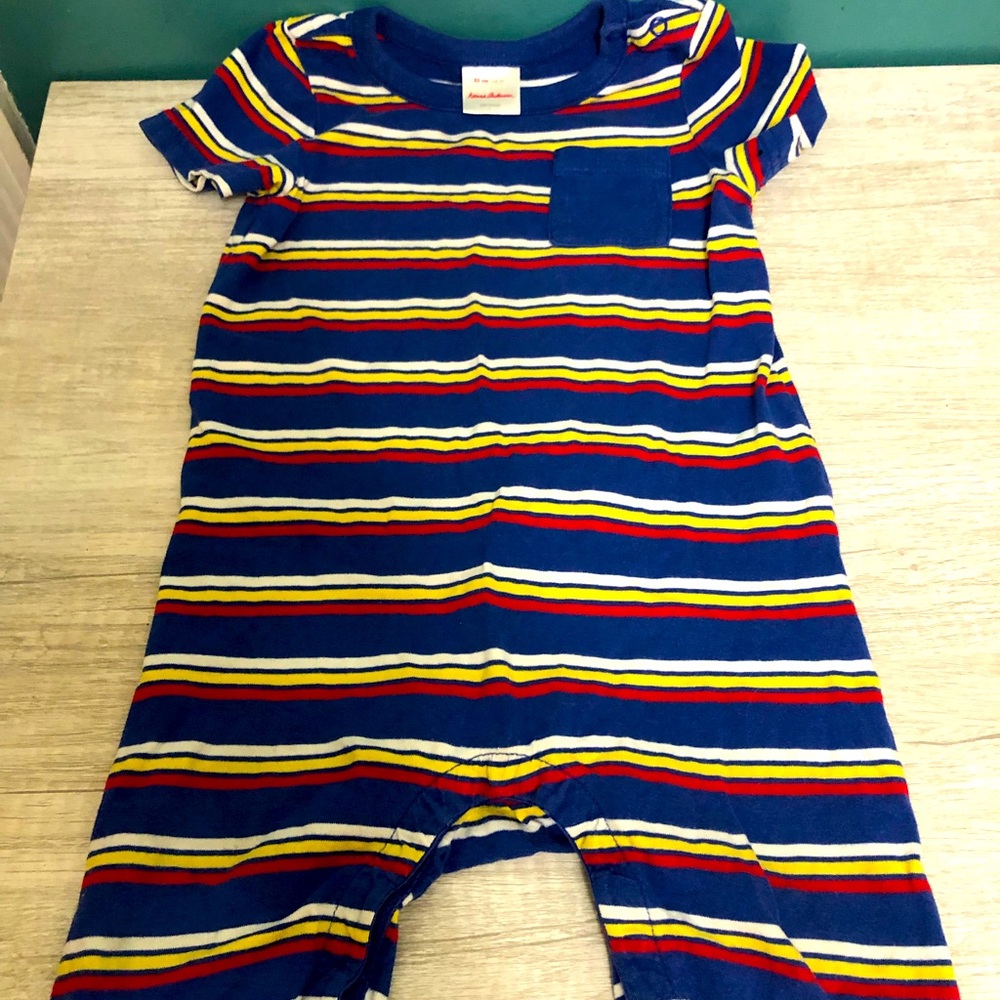 Boys 2T summer romper shorts suit striped red whit blue yellow